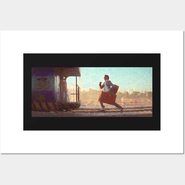 Running after The Darjeeling Limited train painting Wall Art by DesignDLW